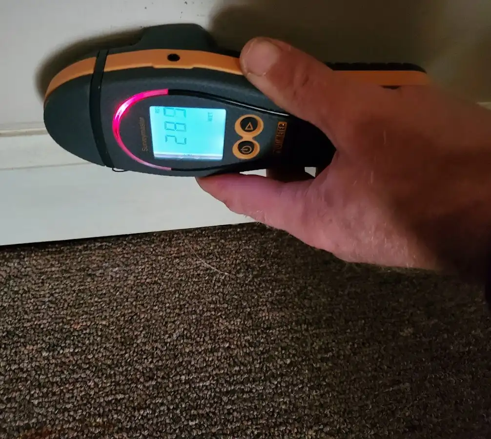 Moisture detection at baseboard during Burst Pipe Cleanup in Wilsonville