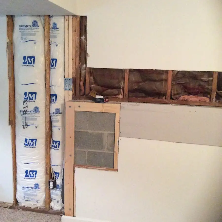 Wall insulation replacement during Basement Flood Cleanup in Wilsonville